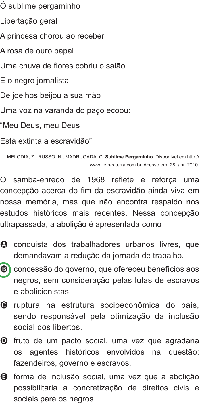 Questão 21 no caderno Azul do ENEM PPL 2010