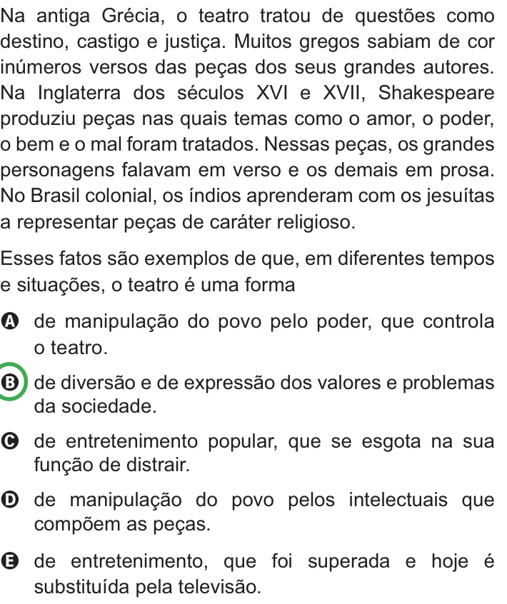 Questão 25 no caderno Azul do ENEM PPL 2010