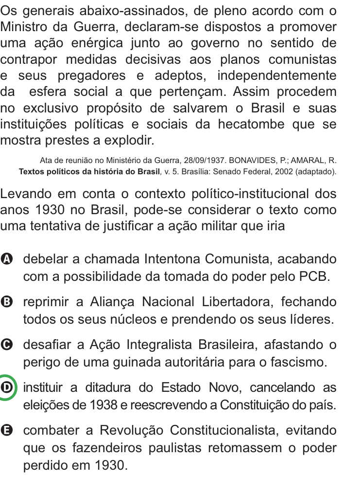 Questão 36 no caderno Azul do ENEM PPL 2010