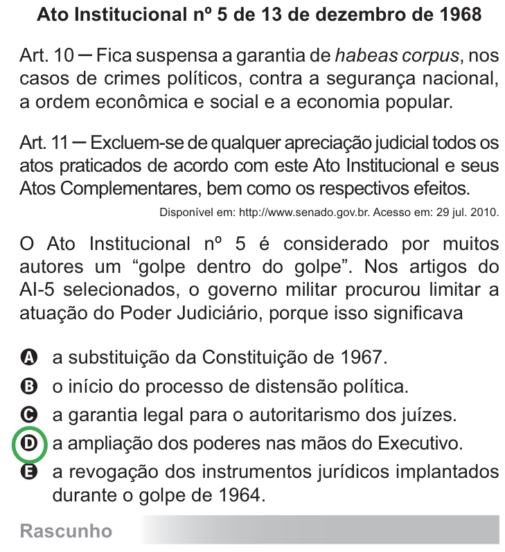 Questão 39 no caderno Azul do ENEM PPL 2010