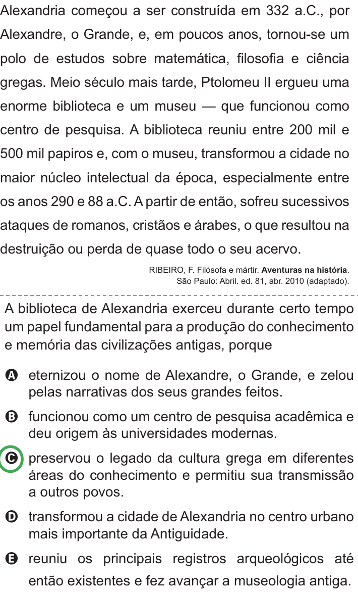 Questão 44 no caderno Azul do ENEM PPL 2010