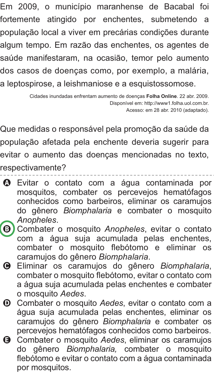 Questão 47 no caderno Azul do ENEM PPL 2010