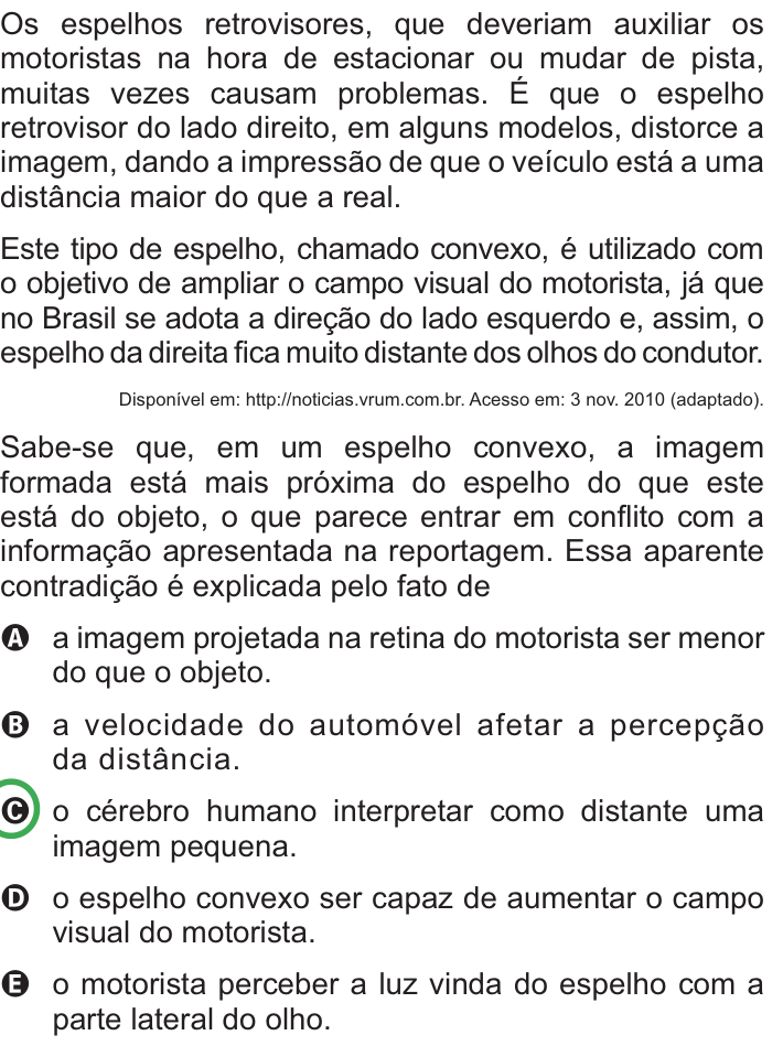 Questão 54 no caderno Azul do ENEM PPL 2010
