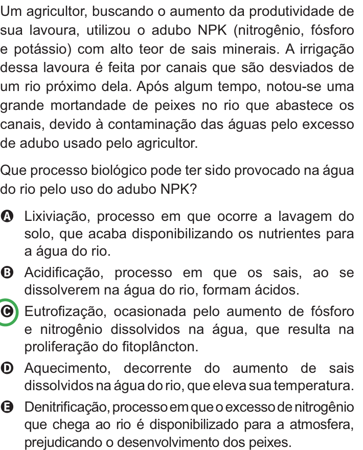 Questão 55 no caderno Azul do ENEM PPL 2010
