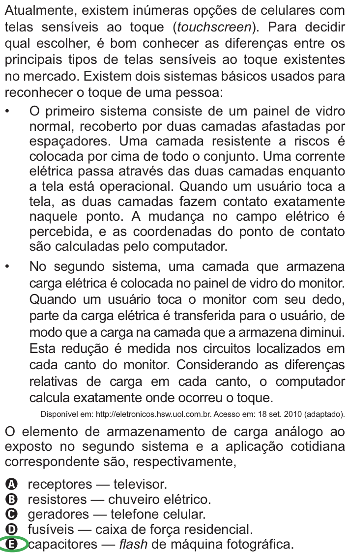 Questão 57 no caderno Azul do ENEM PPL 2010