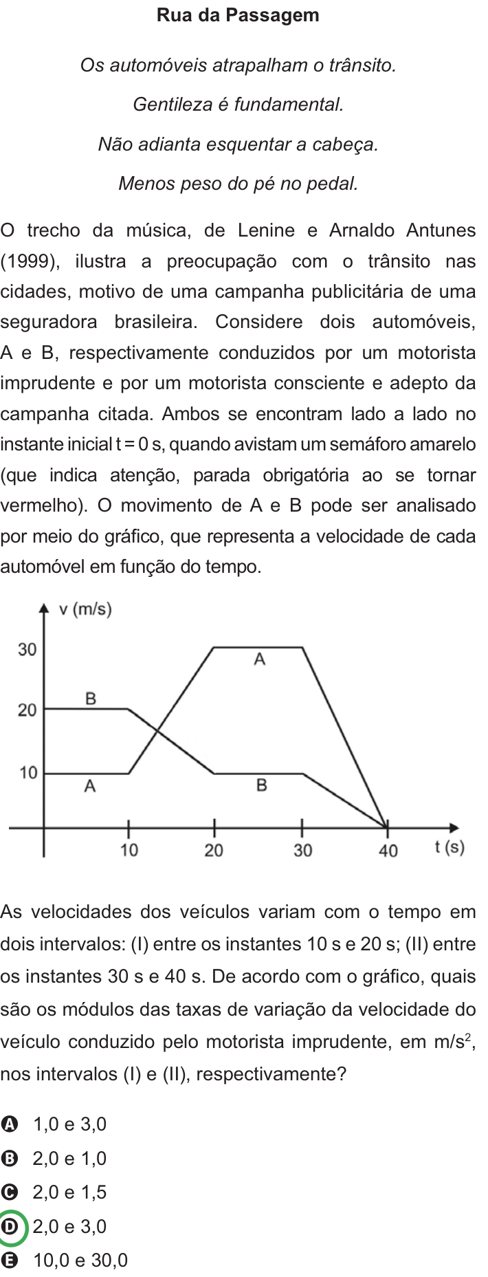 Questão 64 no caderno Azul do ENEM PPL 2010