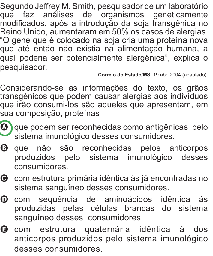 Questão 66 no caderno Azul do ENEM PPL 2010