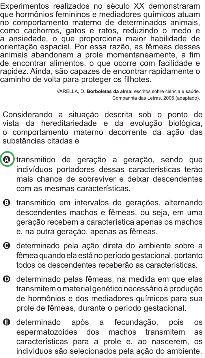 Questão 68 no caderno Azul do ENEM PPL 2010