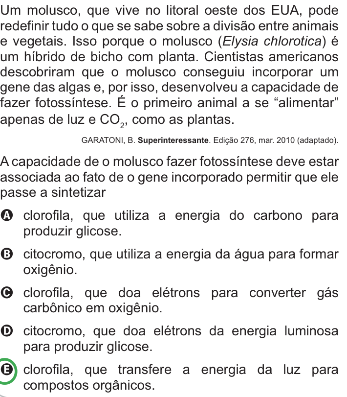 Questão 71 no caderno Azul do ENEM PPL 2010