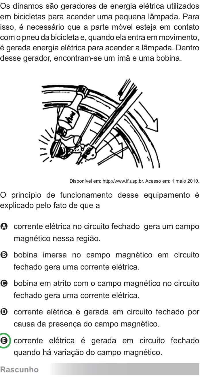 Questão 81 no caderno Azul do ENEM PPL 2010