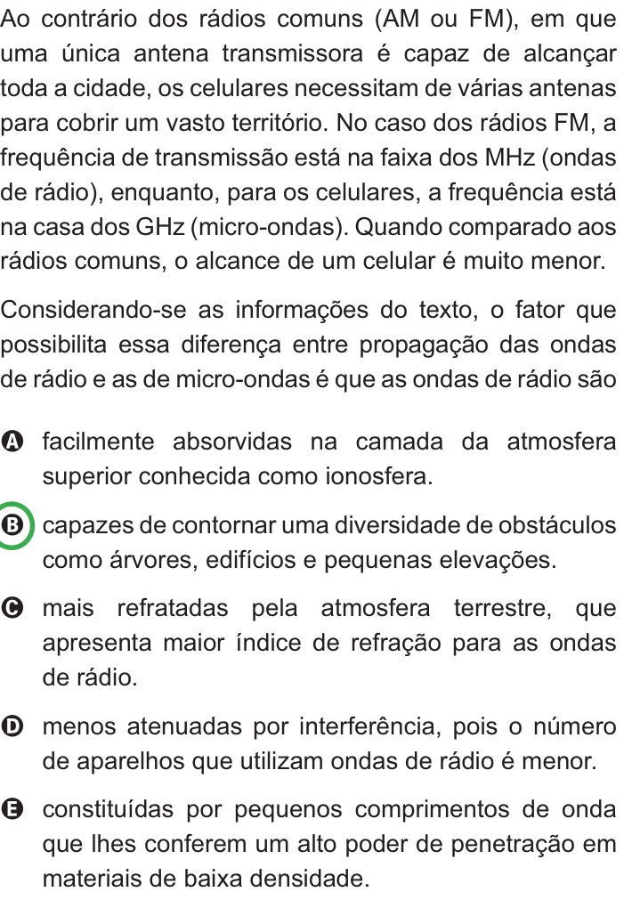 Questão 85 no caderno Azul do ENEM PPL 2010