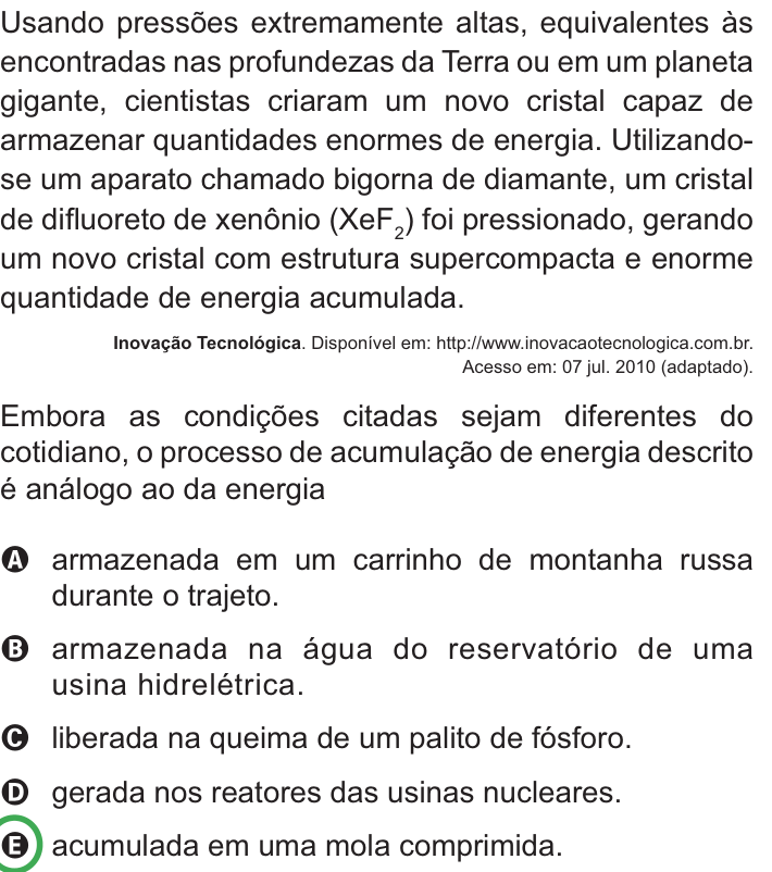 Questão 86 no caderno Azul do ENEM PPL 2010