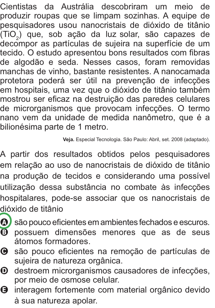 Questão 89 no caderno Azul do ENEM PPL 2010