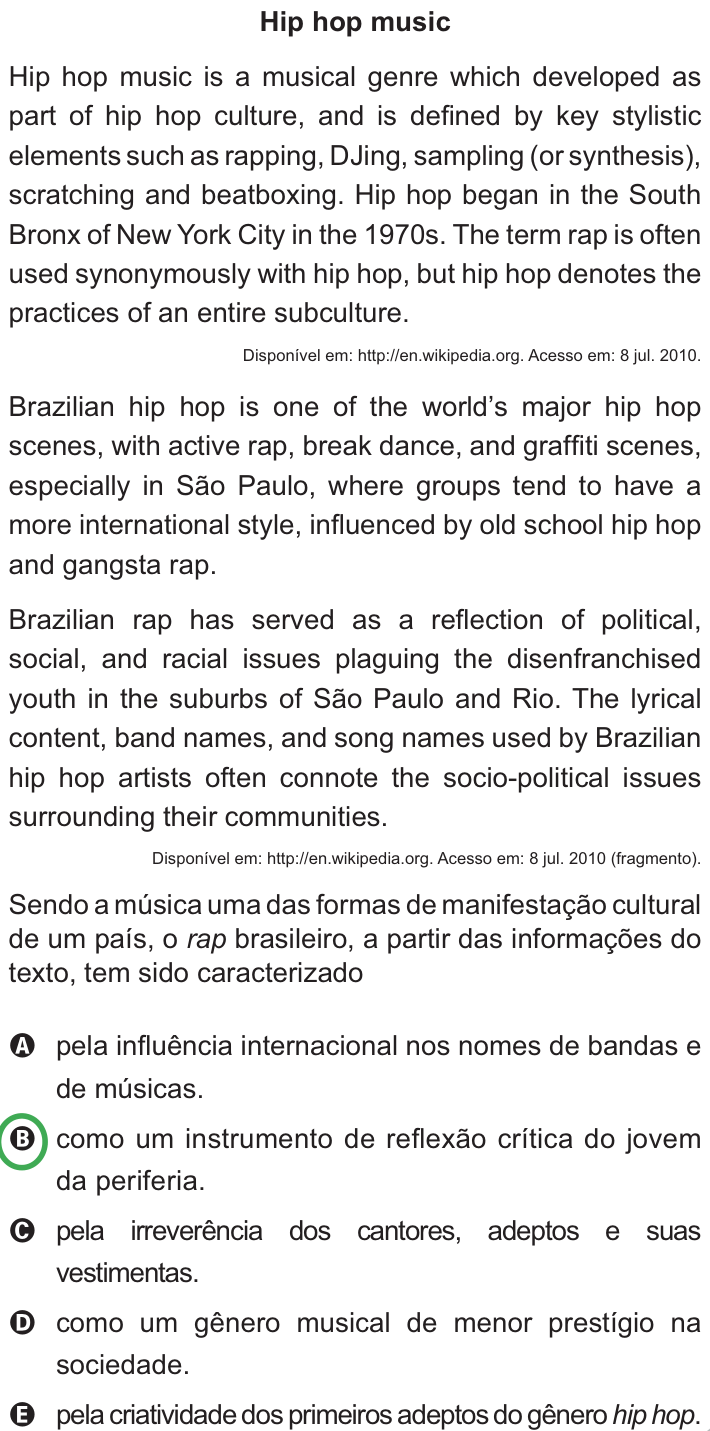 Questão 93 no caderno Azul do ENEM PPL 2010