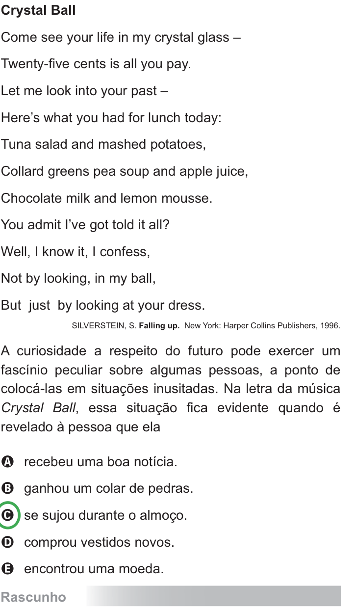 Questão 94 no caderno Azul do ENEM PPL 2010