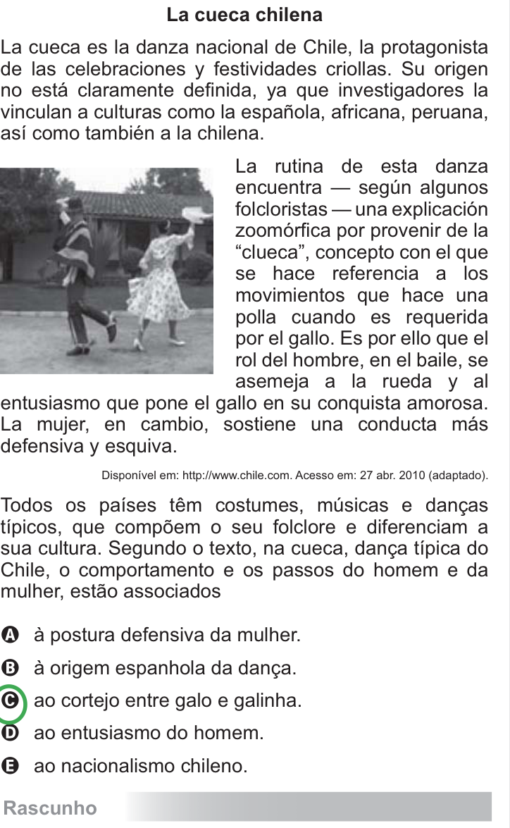 Questão 91 no caderno Azul do ENEM PPL 2010