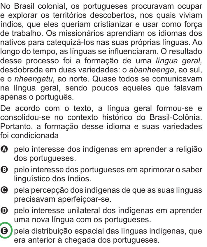 Questão 103 no caderno Azul do ENEM PPL 2010