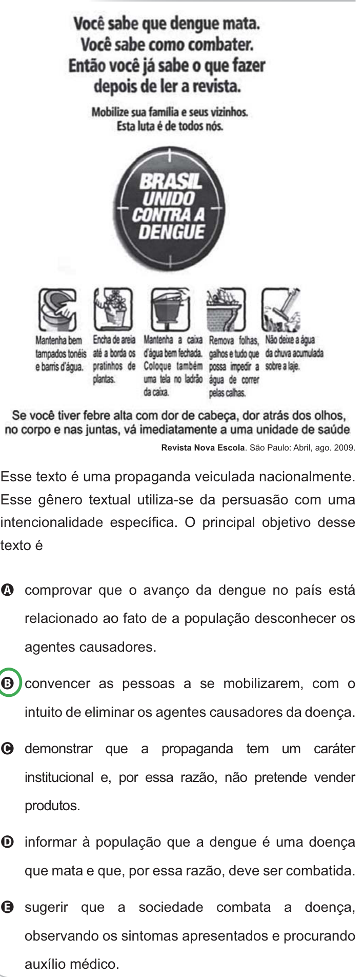 Questão 106 no caderno Azul do ENEM PPL 2010