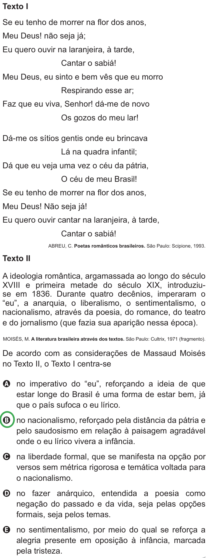 Questão 107 no caderno Azul do ENEM PPL 2010