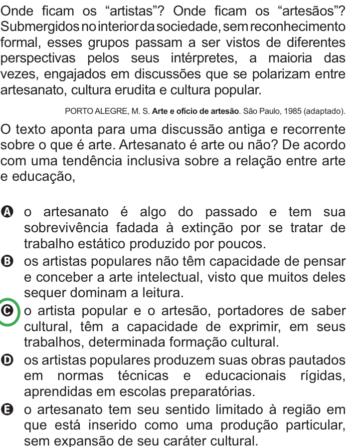 Questão 108 no caderno Azul do ENEM PPL 2010