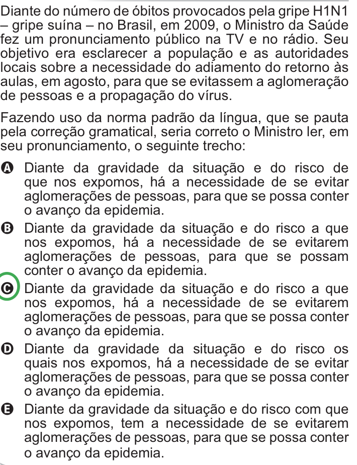 Questão 116 no caderno Azul do ENEM PPL 2010