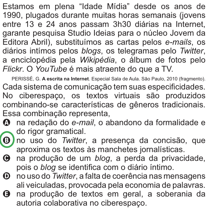 Questão 117 no caderno Azul do ENEM PPL 2010