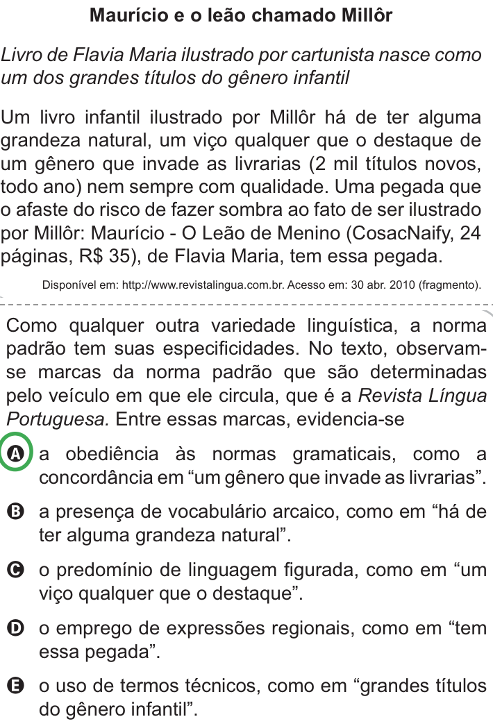 Questão 122 no caderno Azul do ENEM PPL 2010