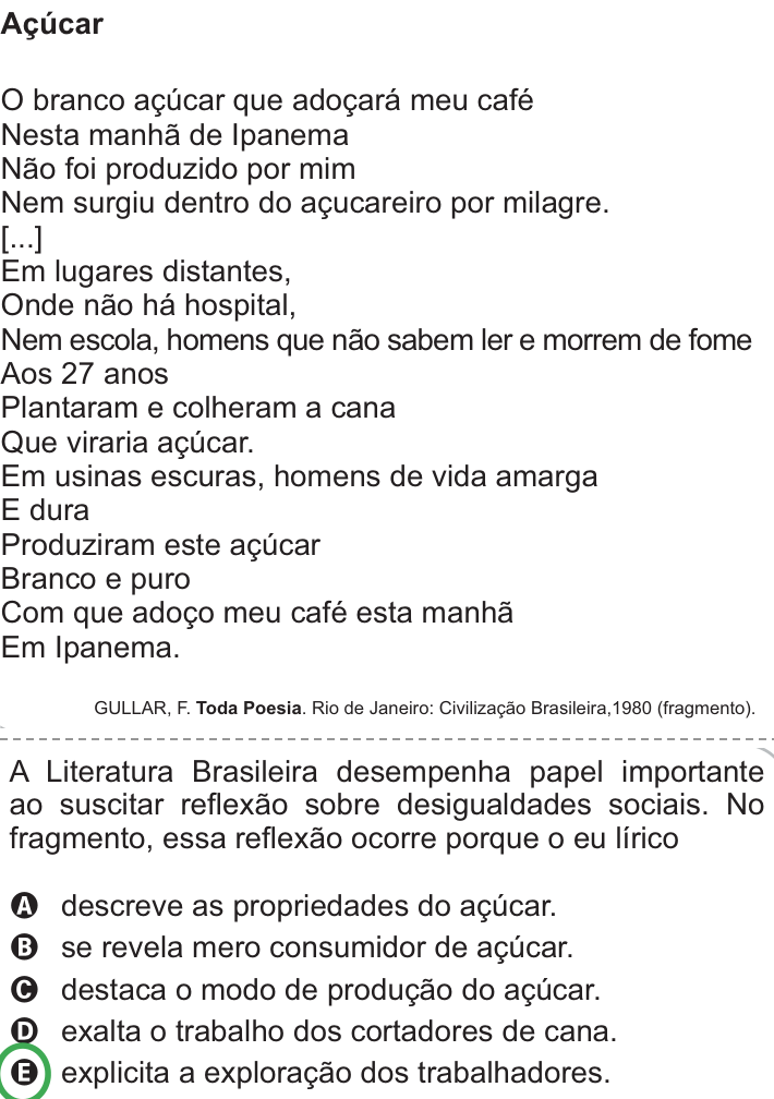 Questão 134 no caderno Azul do ENEM PPL 2010