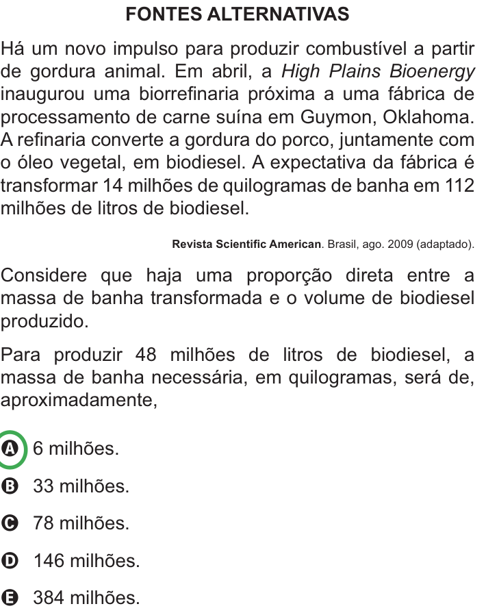 Questão 143 no caderno Azul do ENEM PPL 2010