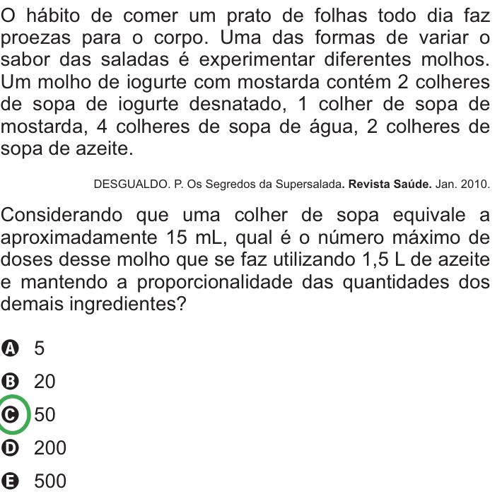 Questão 147 no caderno Azul do ENEM PPL 2010