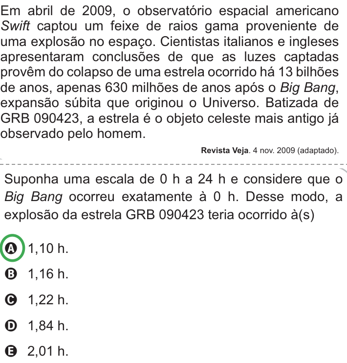 Questão 149 no caderno Azul do ENEM PPL 2010