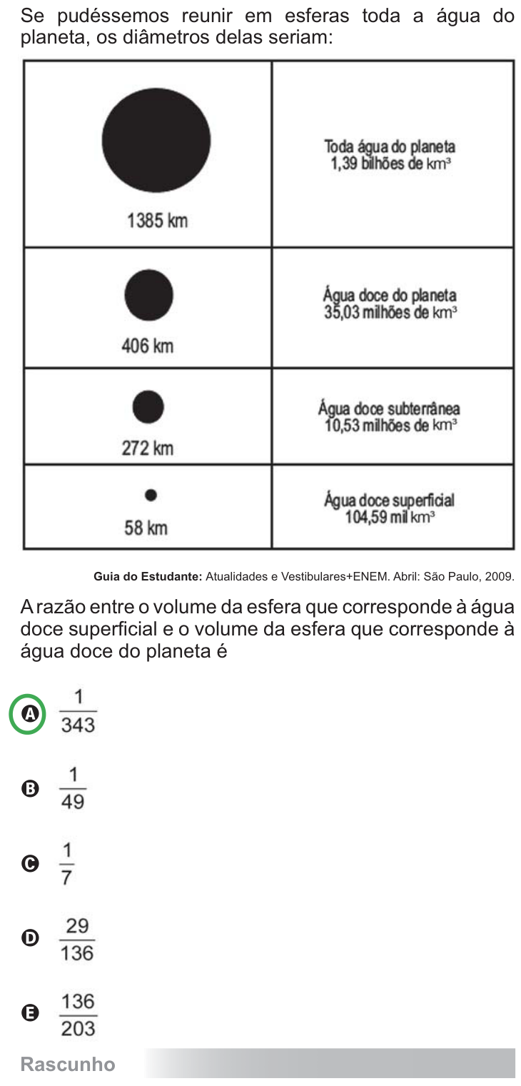 Questão 154 no caderno Azul do ENEM PPL 2010