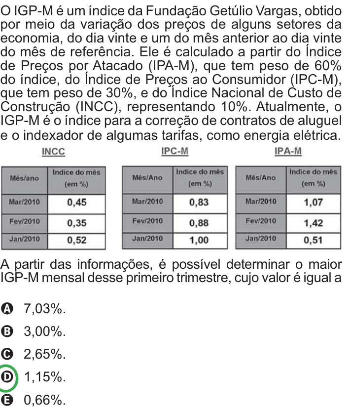 Questão 155 no caderno Azul do ENEM PPL 2010