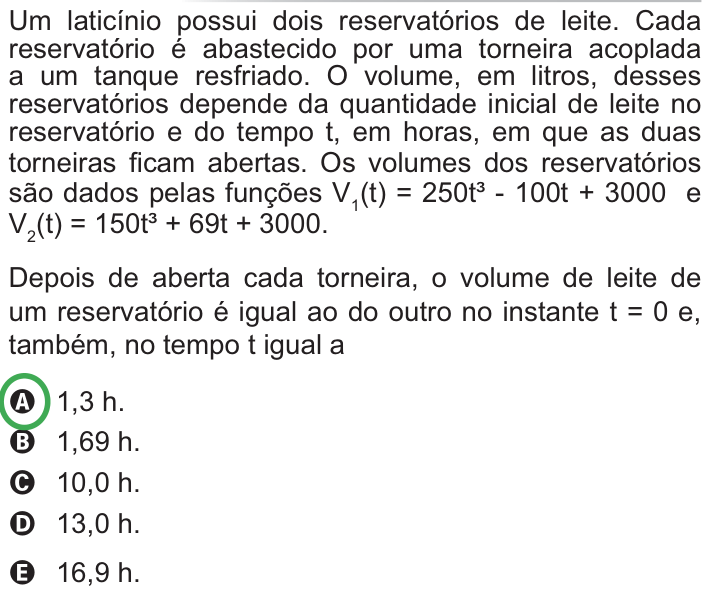 Questão 161 no caderno Azul do ENEM PPL 2010