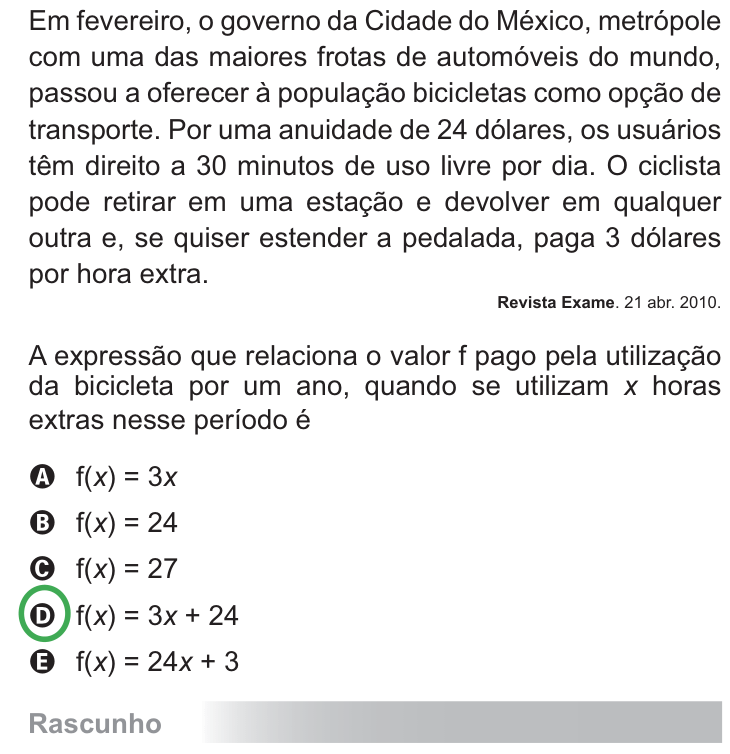 Questão 162 no caderno Azul do ENEM PPL 2010