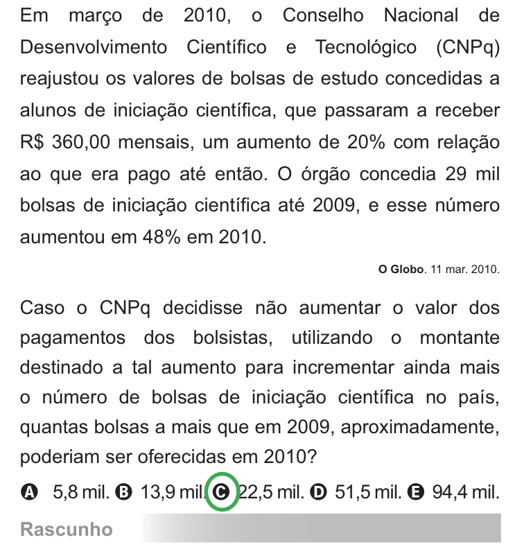 Questão 180 no caderno Azul do ENEM PPL 2010