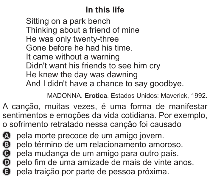 Questão 3 no caderno Azul do ENEM 2019