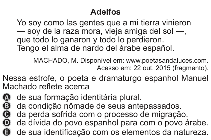 Questão 1 no caderno Azul do ENEM 2019