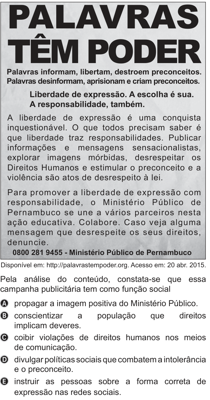 Questão 6 no caderno Azul do ENEM 2019