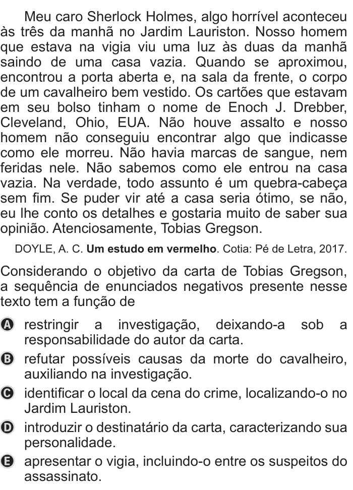 Questão 8 no caderno Azul do ENEM 2019