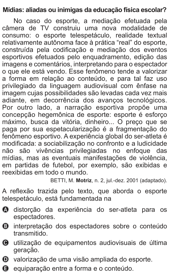 Questão 9 no caderno Azul do ENEM 2019