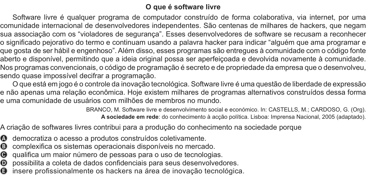 Questão 18 no caderno Azul do ENEM 2019