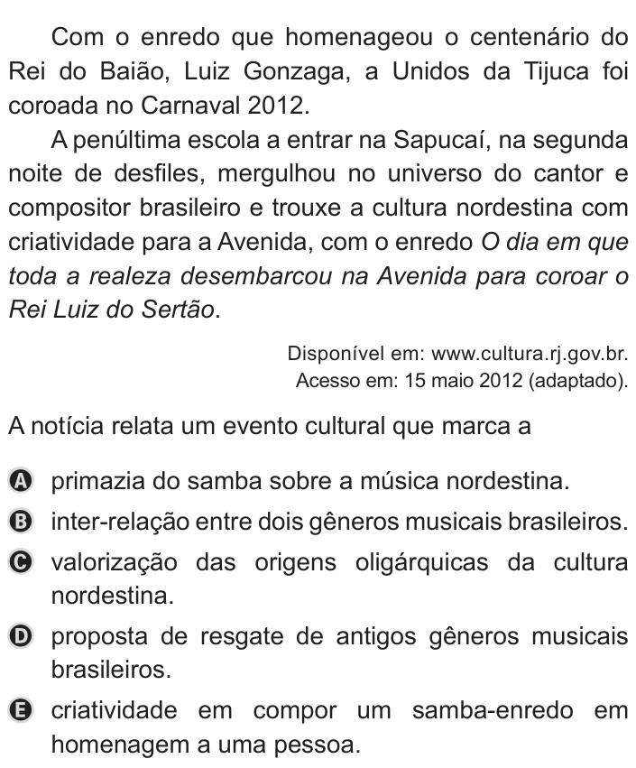 Questão 25 no caderno Azul do ENEM 2019