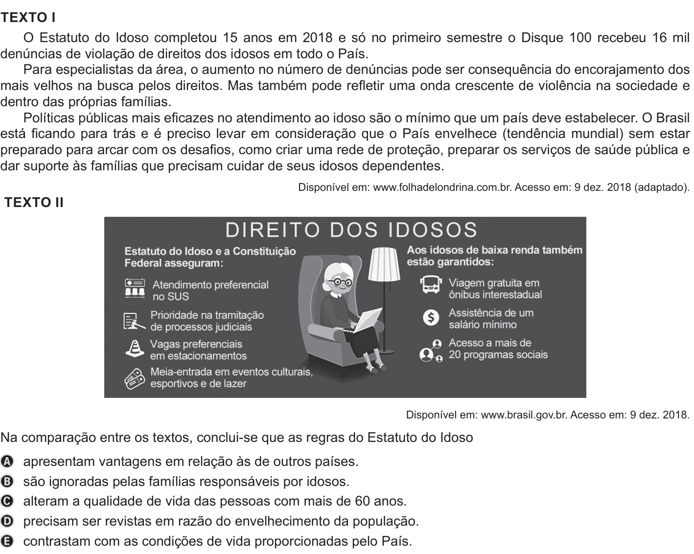 Questão 26 no caderno Azul do ENEM 2019