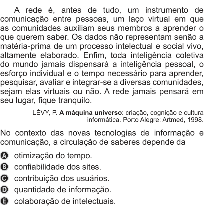 Questão 29 no caderno Azul do ENEM 2019
