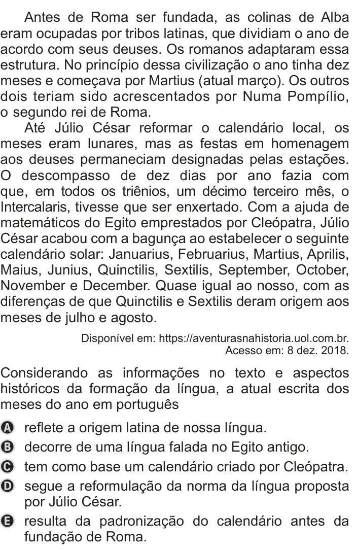 Questão 34 no caderno Azul do ENEM 2019