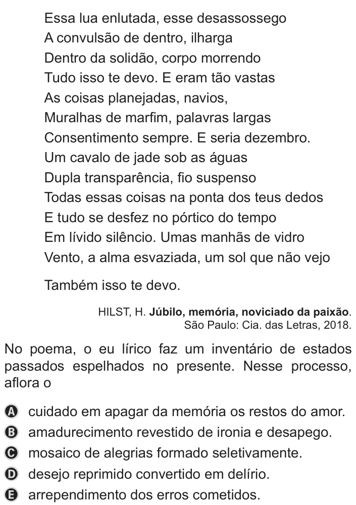 Questão 39 no caderno Azul do ENEM 2019