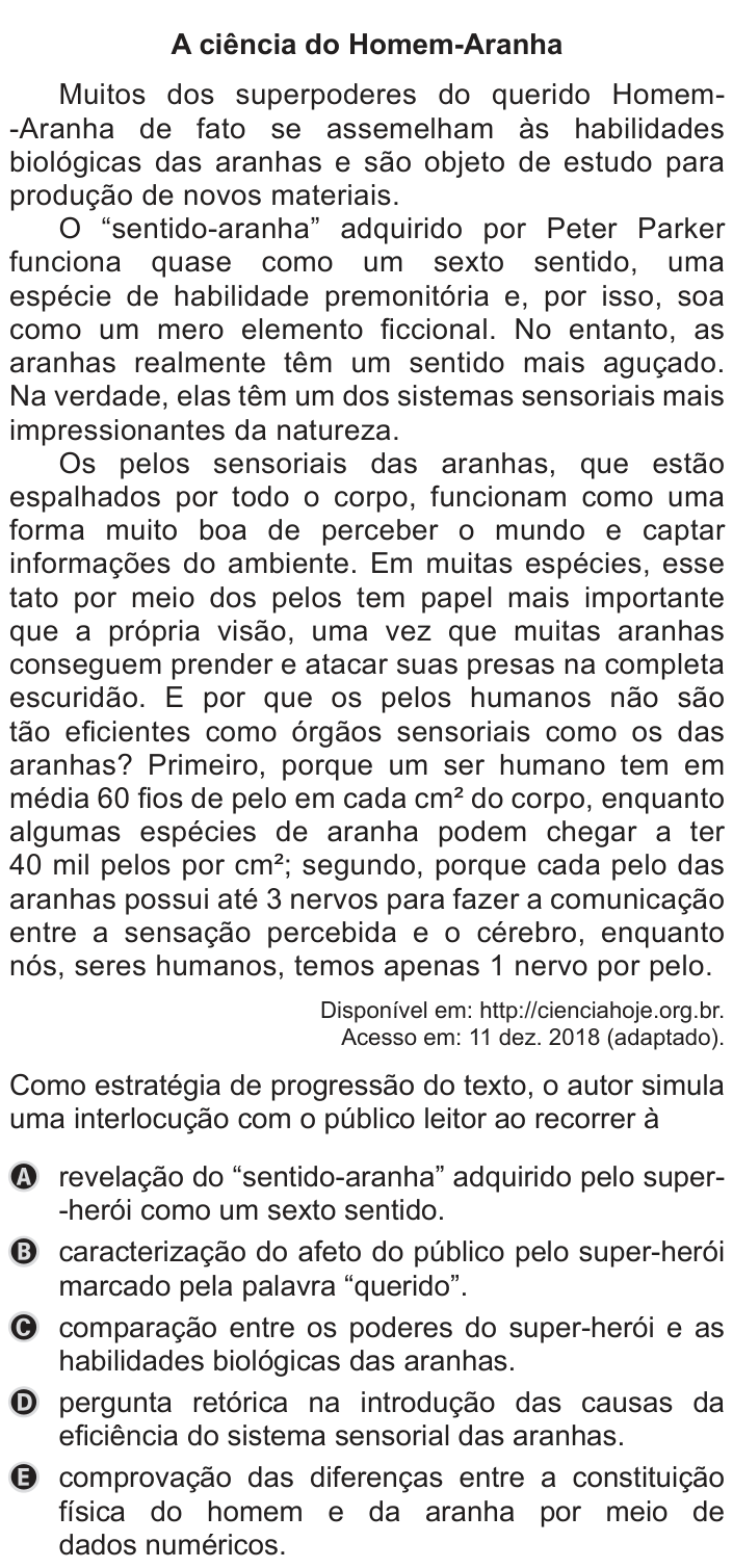 Questão 42 no caderno Azul do ENEM 2019