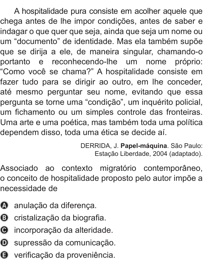 Questão 50 no caderno Azul do ENEM 2019