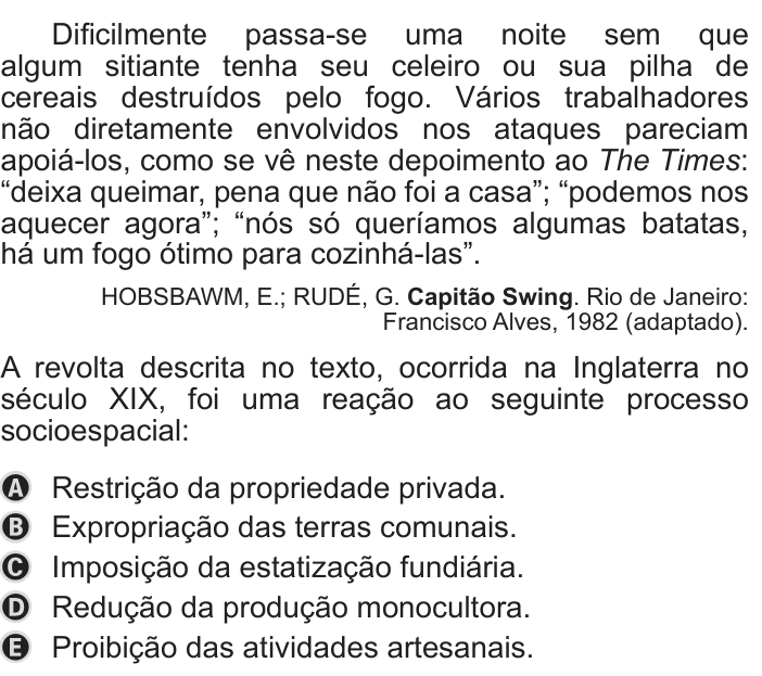 Questão 54 no caderno Azul do ENEM 2019